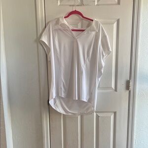 Athleta Cream Short Sleeve Blouse